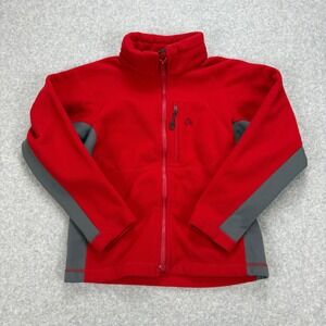 Vintage Nike ACG Fleece Jacket Boys S Red Gray Full‎ Zip Pockets Therma-FIT Y2K
